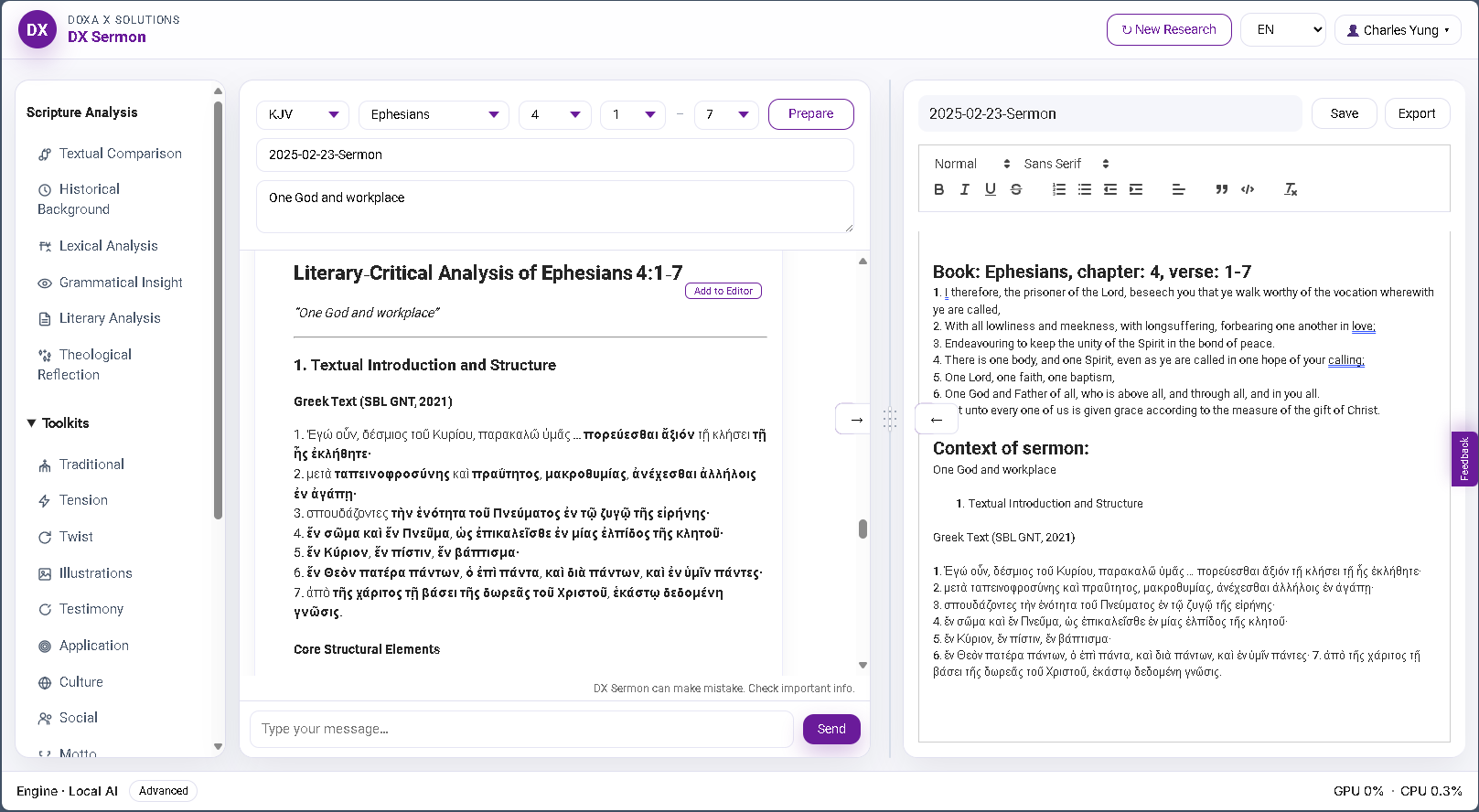 DX Sermon interface preview